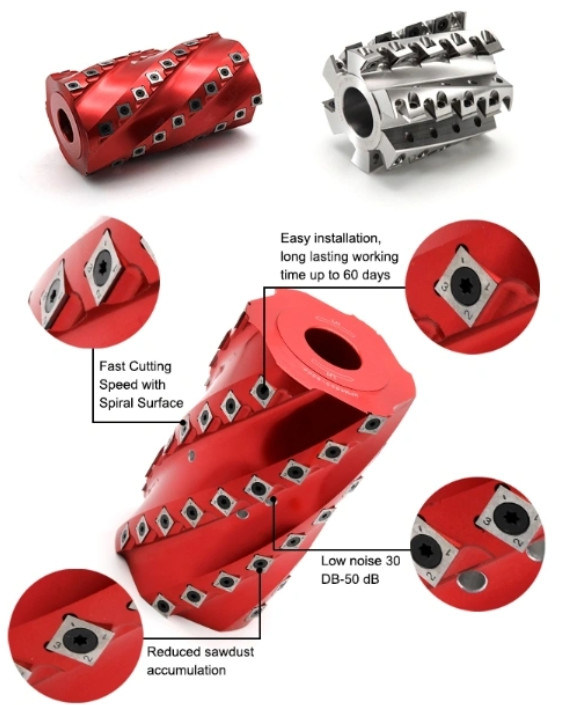 Acero de Plum Blossom Type Spiral Cutterhead o material de la aleación de aluminio